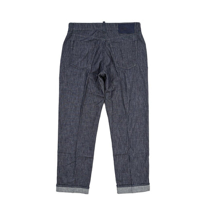 YCHAI “ROBUSTO” コットン100% ノータックデニムスラックス(デニスラ) / TAPERED FIT ネイビー(INDIGO) 32 | GUARDAROBA MILANO OFFICIAL STORE