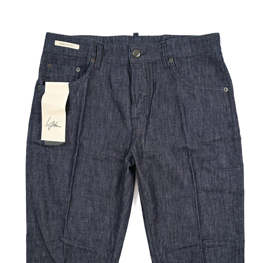 YCHAI “ROBUSTO” コットン100% ノータックデニムスラックス(デニスラ) / TAPERED FIT ネイビー(INDIGO) 32 | GUARDAROBA MILANO OFFICIAL STORE