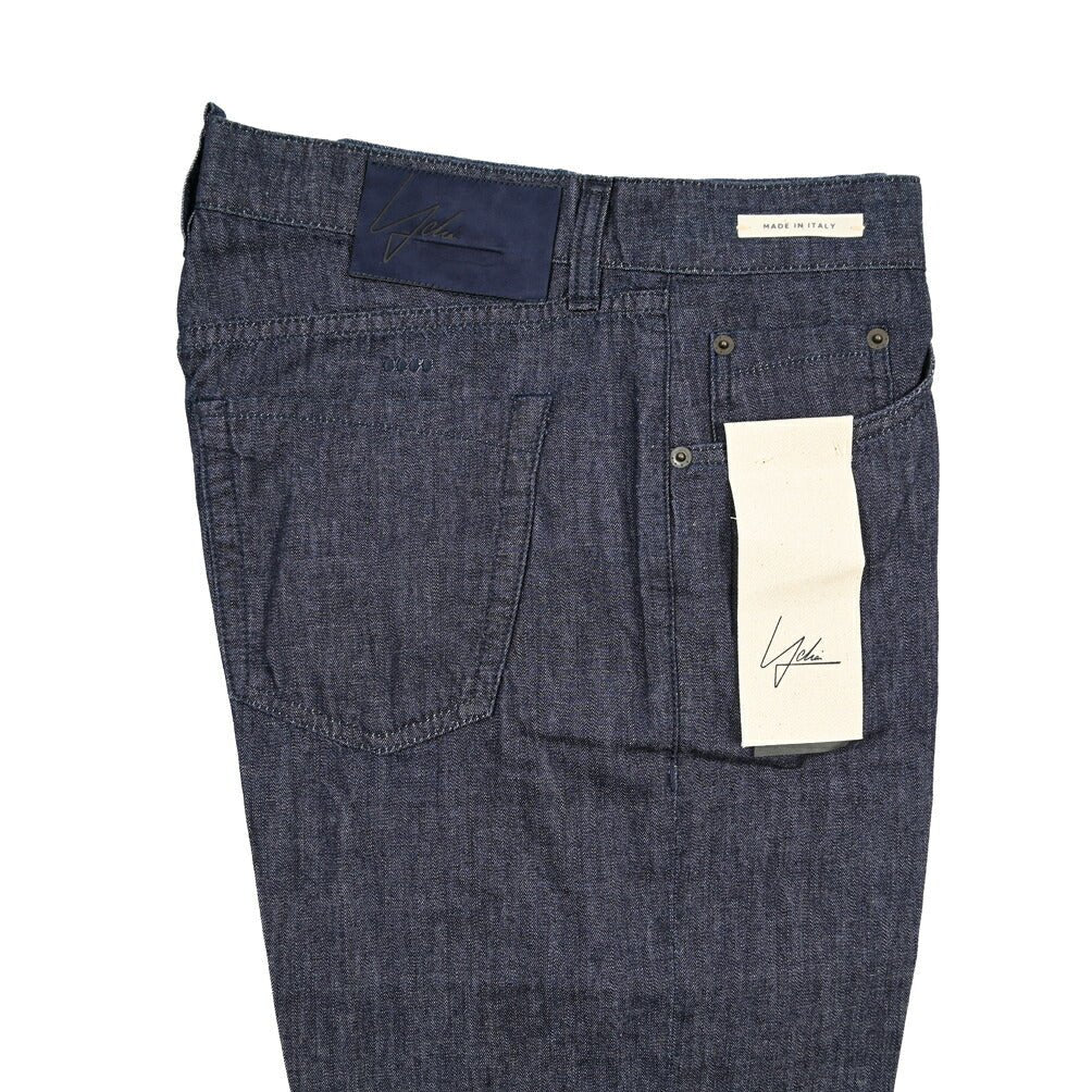 YCHAI “ROBUSTO” コットン100% ノータックデニムスラックス(デニスラ) / TAPERED FIT ネイビー(INDIGO) 32 | GUARDAROBA MILANO OFFICIAL STORE
