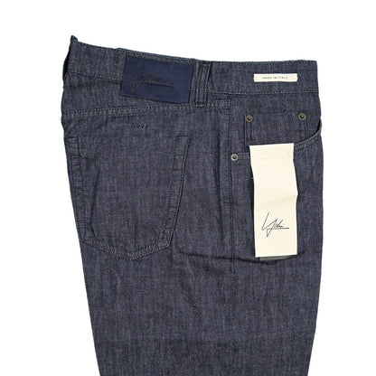 YCHAI “ROBUSTO” コットン100% ノータックデニムスラックス(デニスラ) / TAPERED FIT ネイビー(INDIGO) 32 | GUARDAROBA MILANO OFFICIAL STORE