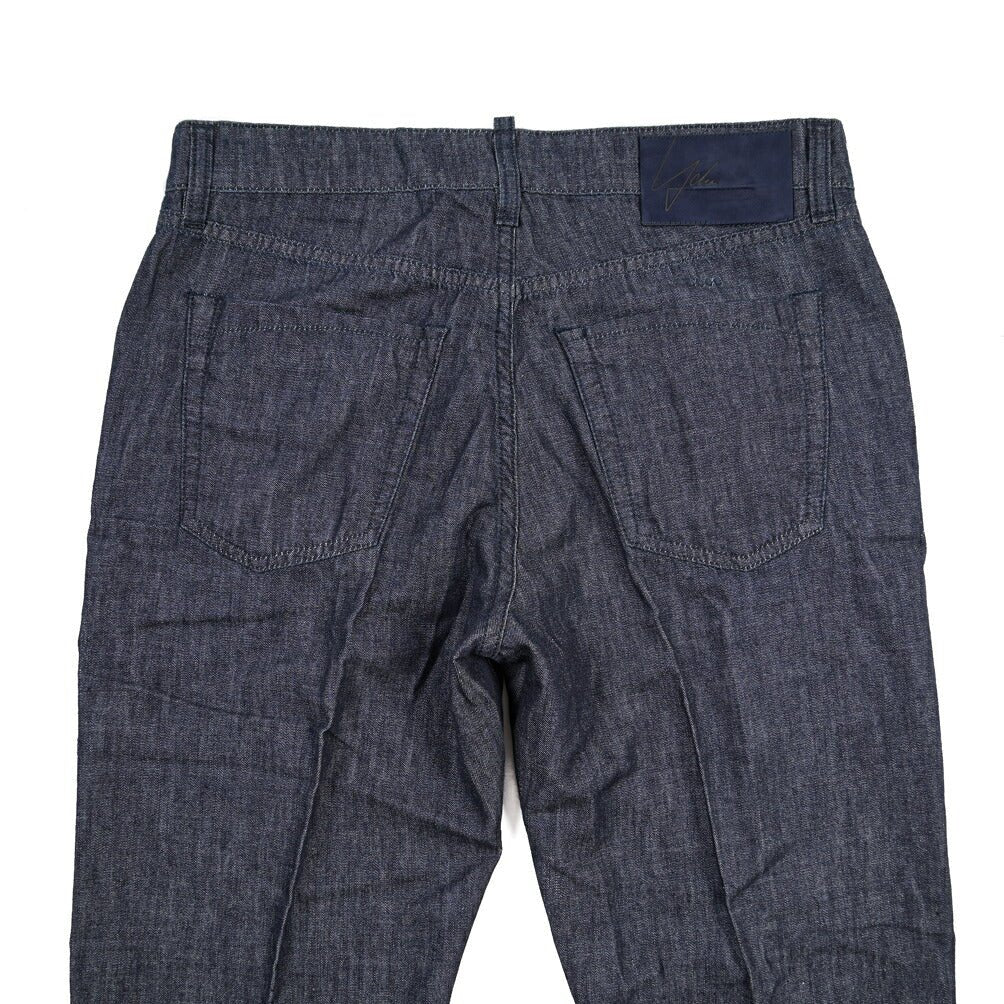 YCHAI “ROBUSTO” コットン100% ノータックデニムスラックス(デニスラ) / TAPERED FIT ネイビー(INDIGO) 32 | GUARDAROBA MILANO OFFICIAL STORE