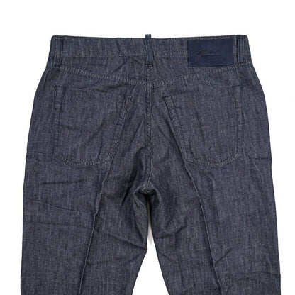 YCHAI “ROBUSTO” コットン100% ノータックデニムスラックス(デニスラ) / TAPERED FIT ネイビー(INDIGO) 32 | GUARDAROBA MILANO OFFICIAL STORE