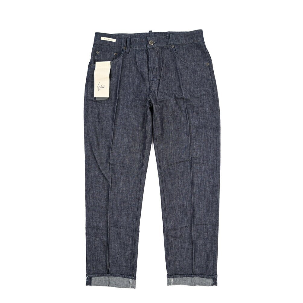 YCHAI “ROBUSTO” コットン100% ノータックデニムスラックス(デニスラ) / TAPERED FIT ネイビー(INDIGO) 32 | GUARDAROBA MILANO OFFICIAL STORE