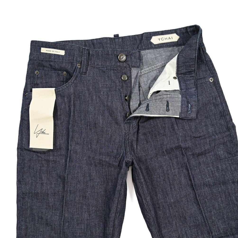 YCHAI “ROBUSTO” コットン100% ノータックデニムスラックス(デニスラ) / TAPERED FIT ネイビー(INDIGO) 32 | GUARDAROBA MILANO OFFICIAL STORE