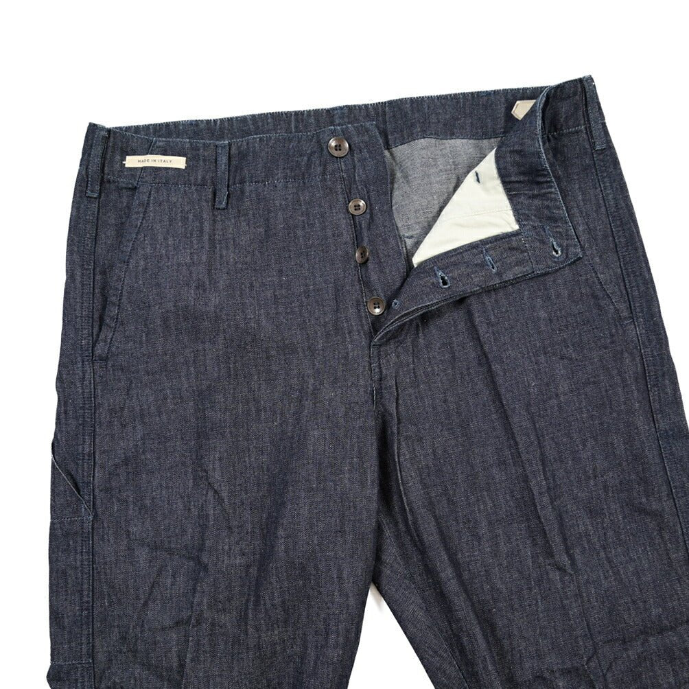 YCHAI “ROBUSTO” コットン100%デニム ペインターパンツ / TAPERED FIT ネイビー(INDIGO) 33 | GUARDAROBA MILANO OFFICIAL STORE