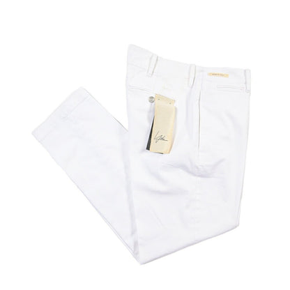 YCHAI “ROBUSTO” ストレッチコットン ノータックチノパンツ ホワイト(BIANCO) 31 | GUARDAROBA MILANO OFFICIAL STORE