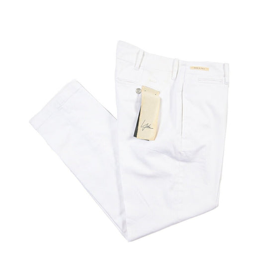 YCHAI “ROBUSTO” ストレッチコットン ノータックチノパンツ ホワイト(BIANCO) 31 | GUARDAROBA MILANO OFFICIAL STORE