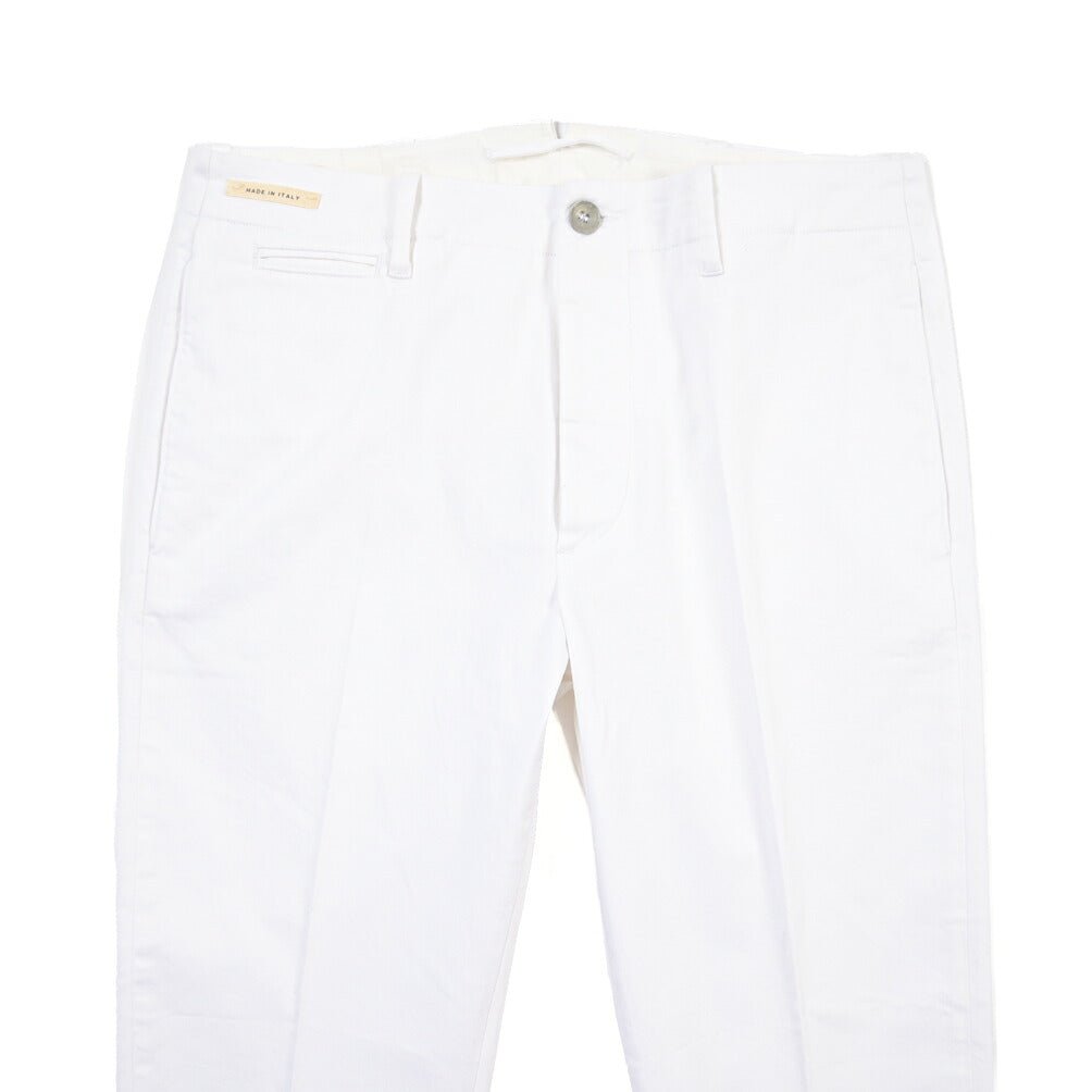 YCHAI “ROBUSTO” ストレッチコットン ノータックチノパンツ ホワイト(BIANCO) 31 | GUARDAROBA MILANO OFFICIAL STORE