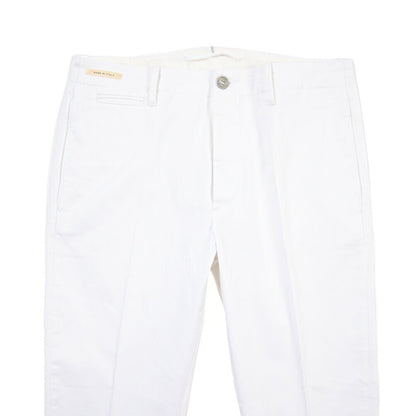 YCHAI “ROBUSTO” ストレッチコットン ノータックチノパンツ ホワイト(BIANCO) 31 | GUARDAROBA MILANO OFFICIAL STORE