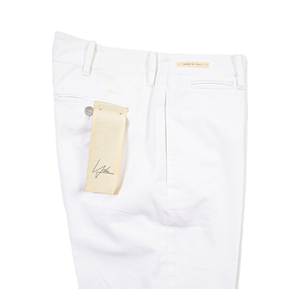 YCHAI “ROBUSTO” ストレッチコットン ノータックチノパンツ ホワイト(BIANCO) 31 | GUARDAROBA MILANO OFFICIAL STORE