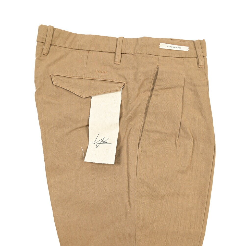YCHAI “ROBUSTO” リネン混コットン ツータックパンツ ベージュ(NOCE) 29 | GUARDAROBA MILANO OFFICIAL STORE