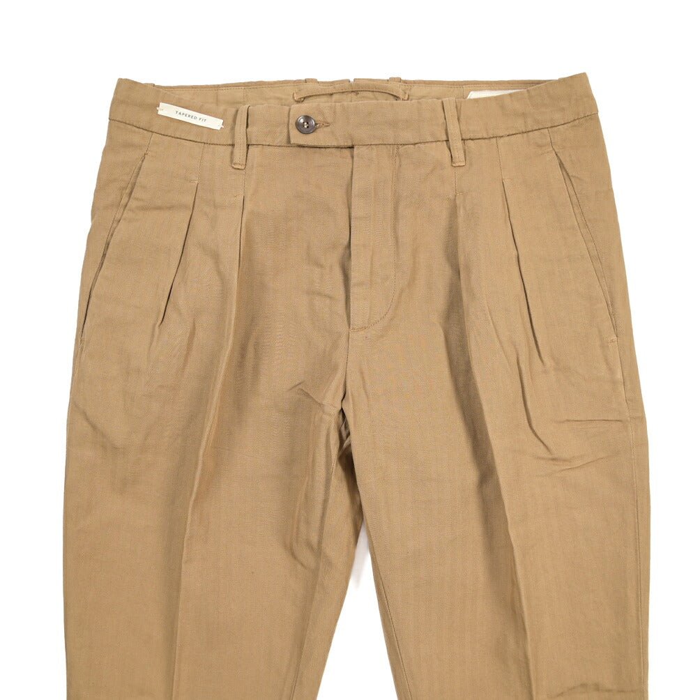 YCHAI “ROBUSTO” リネン混コットン ツータックパンツ ベージュ(NOCE) 29 | GUARDAROBA MILANO OFFICIAL STORE