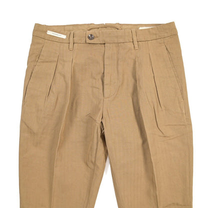 YCHAI “ROBUSTO” リネン混コットン ツータックパンツ ベージュ(NOCE) 29 | GUARDAROBA MILANO OFFICIAL STORE