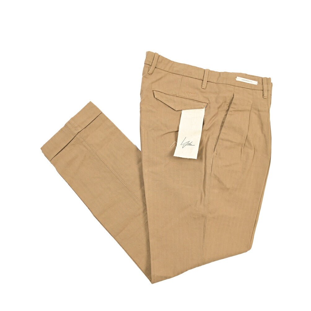 YCHAI “ROBUSTO” リネン混コットン ツータックパンツ ベージュ(NOCE) 29 | GUARDAROBA MILANO OFFICIAL STORE