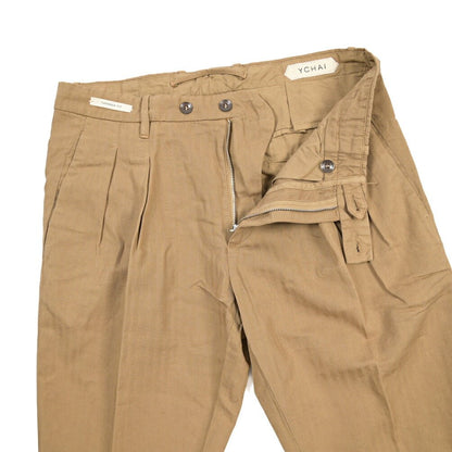 YCHAI “ROBUSTO” リネン混コットン ツータックパンツ ベージュ(NOCE) 29 | GUARDAROBA MILANO OFFICIAL STORE