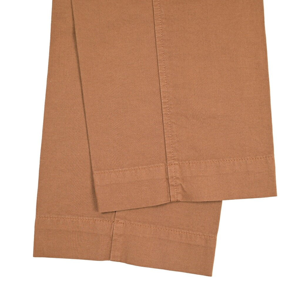 YCHAI “ROBUSTO” リネン混コットン ノータックカーゴパンツ ブラウン(COGNAC) 29 | GUARDAROBA MILANO OFFICIAL STORE