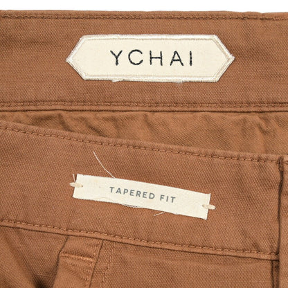 YCHAI “ROBUSTO” リネン混コットン ノータックカーゴパンツ ブラウン(COGNAC) 29 | GUARDAROBA MILANO OFFICIAL STORE