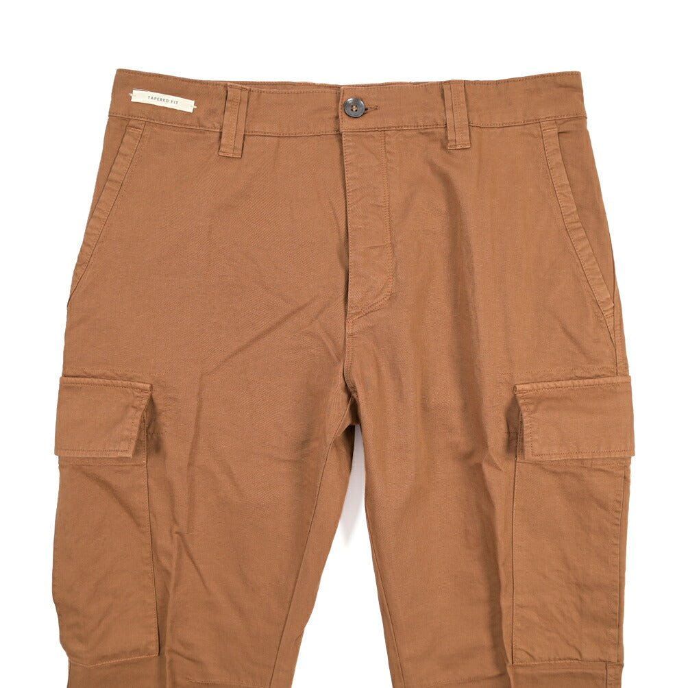 YCHAI “ROBUSTO” リネン混コットン ノータックカーゴパンツ ブラウン(COGNAC) 29 | GUARDAROBA MILANO OFFICIAL STORE