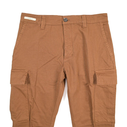YCHAI “ROBUSTO” リネン混コットン ノータックカーゴパンツ ブラウン(COGNAC) 29 | GUARDAROBA MILANO OFFICIAL STORE