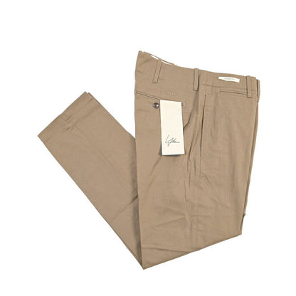 YCHAI “ROBUSTO” ストレッチコットン ノータックチノパンツ / TAPERED FIT グレージュ(NOCE) 30 | GUARDAROBA MILANO OFFICIAL STORE