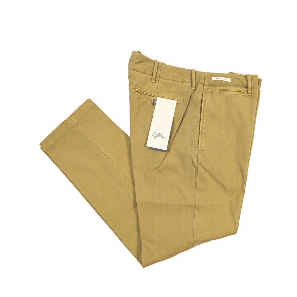 YCHAI “ROBUSTO” ストレッチコットン ノータックチノパンツ / TAPERED FIT カーキグリーン(SENAPI) 33 | GUARDAROBA MILANO OFFICIAL STORE