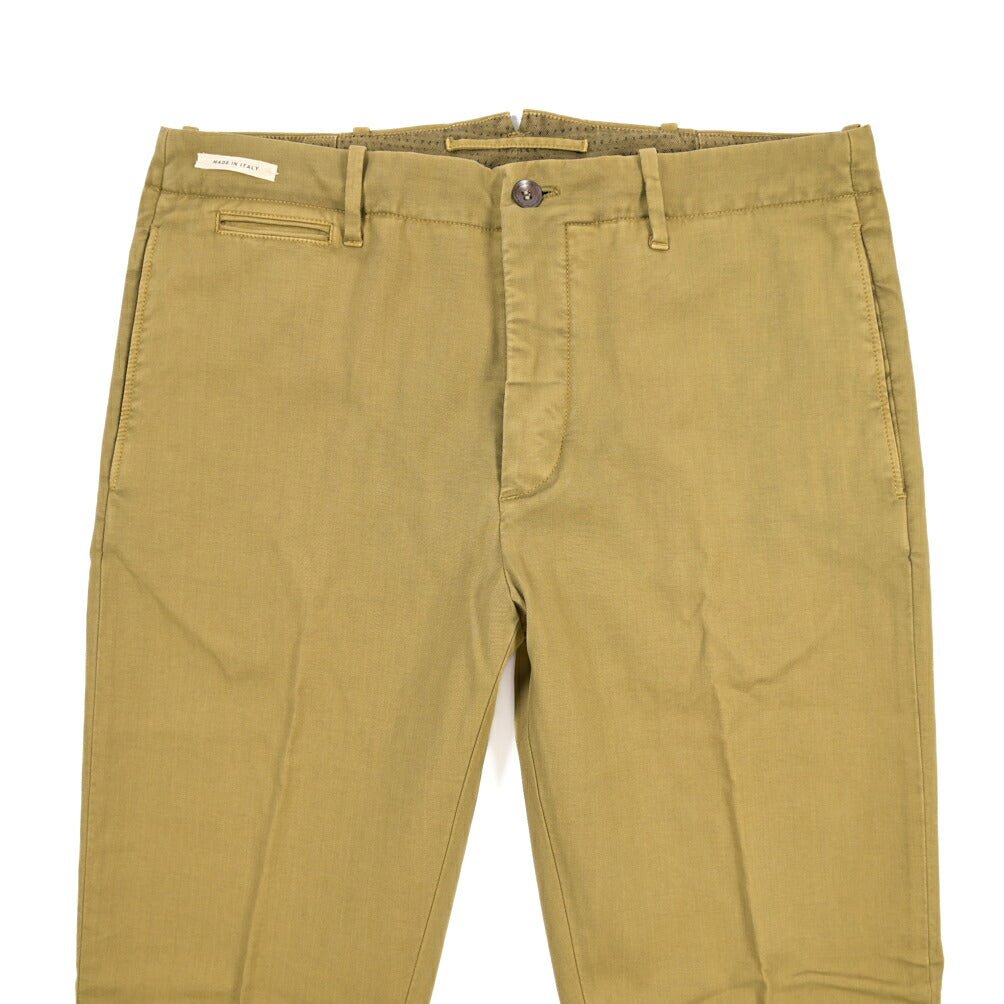 YCHAI “ROBUSTO” ストレッチコットン ノータックチノパンツ / TAPERED FIT カーキグリーン(SENAPI) 33 | GUARDAROBA MILANO OFFICIAL STORE