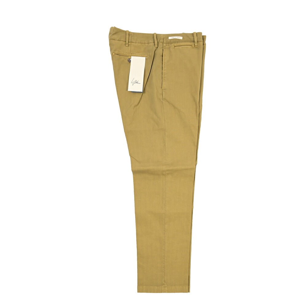 YCHAI “ROBUSTO” ストレッチコットン ノータックチノパンツ / TAPERED FIT カーキグリーン(SENAPI) 33 | GUARDAROBA MILANO OFFICIAL STORE