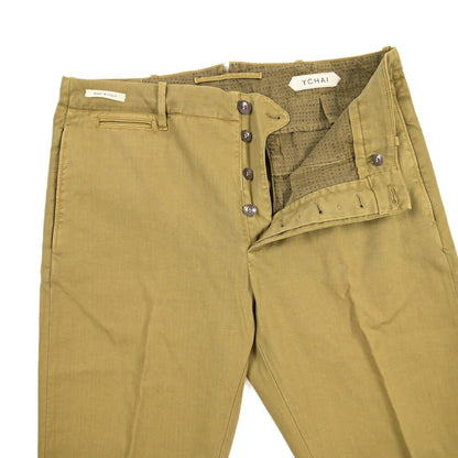 YCHAI “ROBUSTO” ストレッチコットン ノータックチノパンツ / TAPERED FIT カーキグリーン(SENAPI) 33 | GUARDAROBA MILANO OFFICIAL STORE
