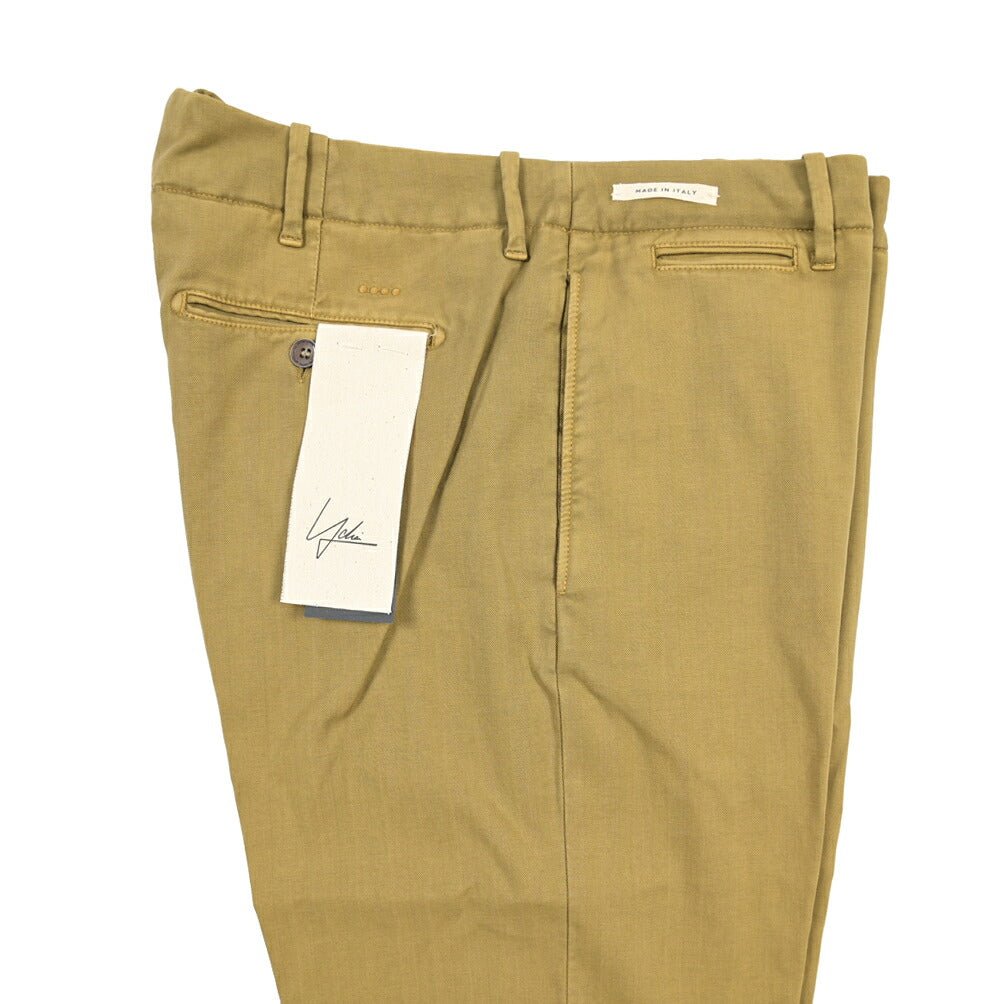 YCHAI “ROBUSTO” ストレッチコットン ノータックチノパンツ / TAPERED FIT カーキグリーン(SENAPI) 33 | GUARDAROBA MILANO OFFICIAL STORE