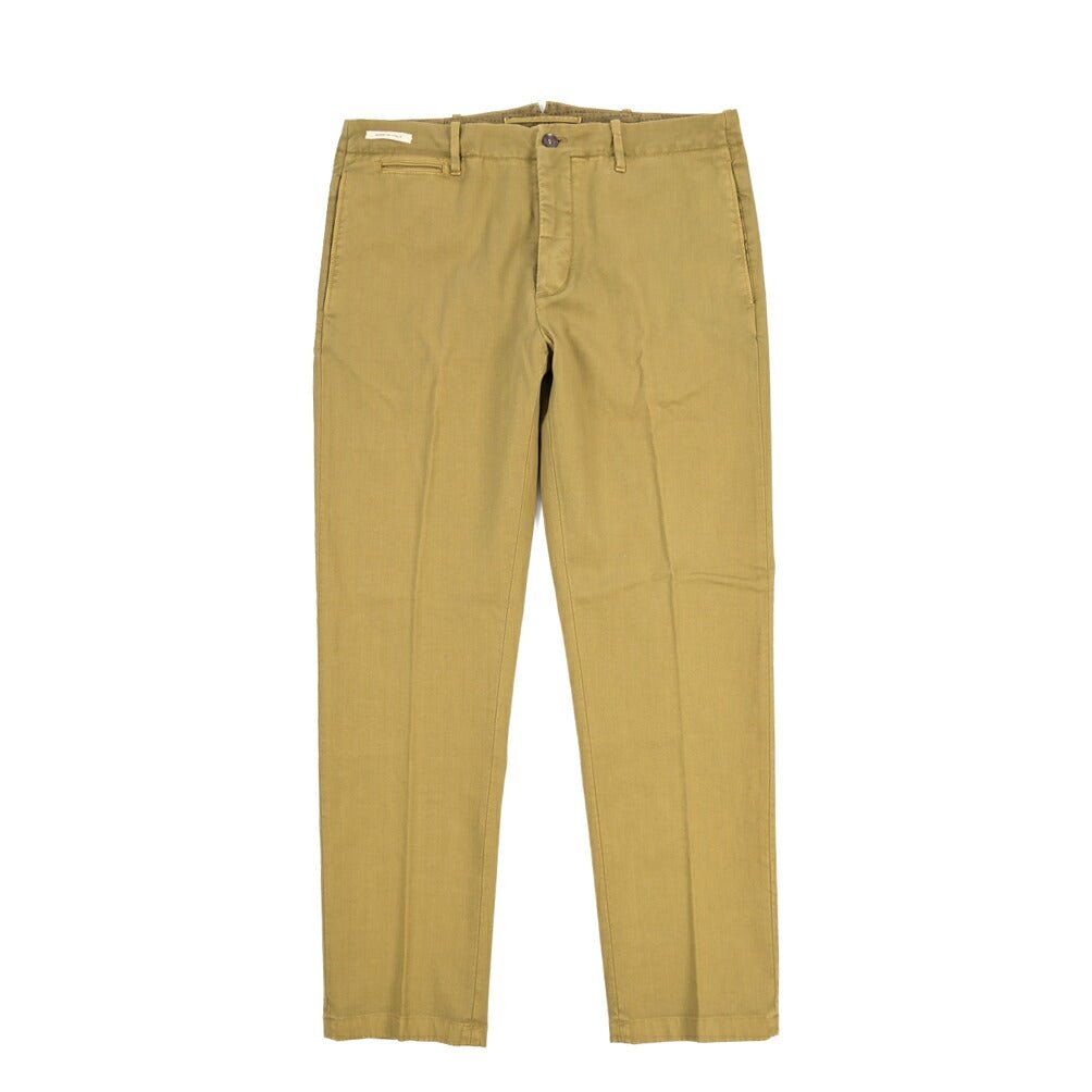 YCHAI “ROBUSTO” ストレッチコットン ノータックチノパンツ / TAPERED FIT カーキグリーン(SENAPI) 33 | GUARDAROBA MILANO OFFICIAL STORE