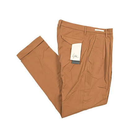 YCHAI “ROBUSTO” ストレッチコットン ツータックチノパンツ / TAPERED FIT ブラウン(COGNAC) 33 | GUARDAROBA MILANO OFFICIAL STORE