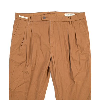 YCHAI “ROBUSTO” ストレッチコットン ツータックチノパンツ / TAPERED FIT ブラウン(COGNAC) 33 | GUARDAROBA MILANO OFFICIAL STORE