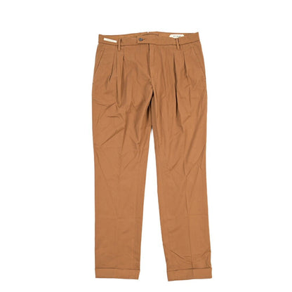 YCHAI “ROBUSTO” ストレッチコットン ツータックチノパンツ / TAPERED FIT ブラウン(COGNAC) 33 | GUARDAROBA MILANO OFFICIAL STORE