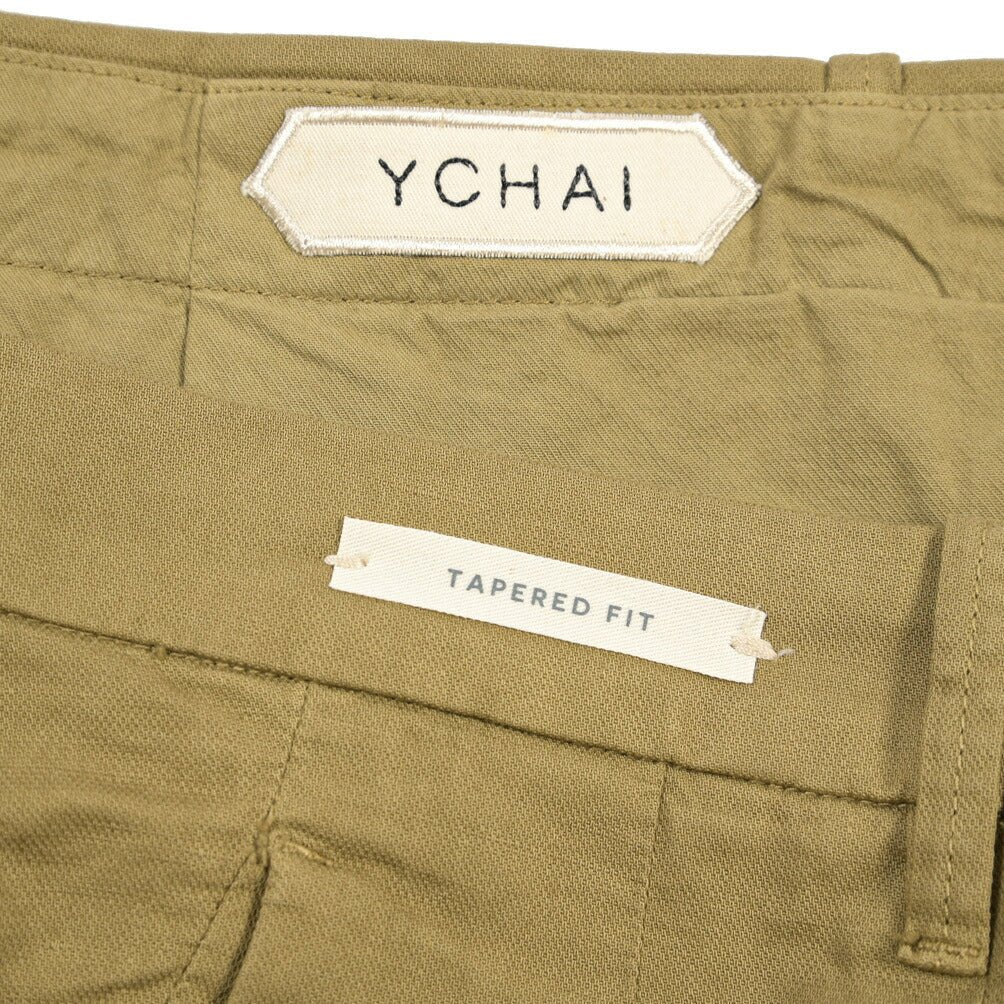 YCHAI “ROBUSTO” リネン混コットン ツータックストレッチパンツ / TAPERED FIT カーキグリーン(SENAPE) 30 | GUARDAROBA MILANO OFFICIAL STORE