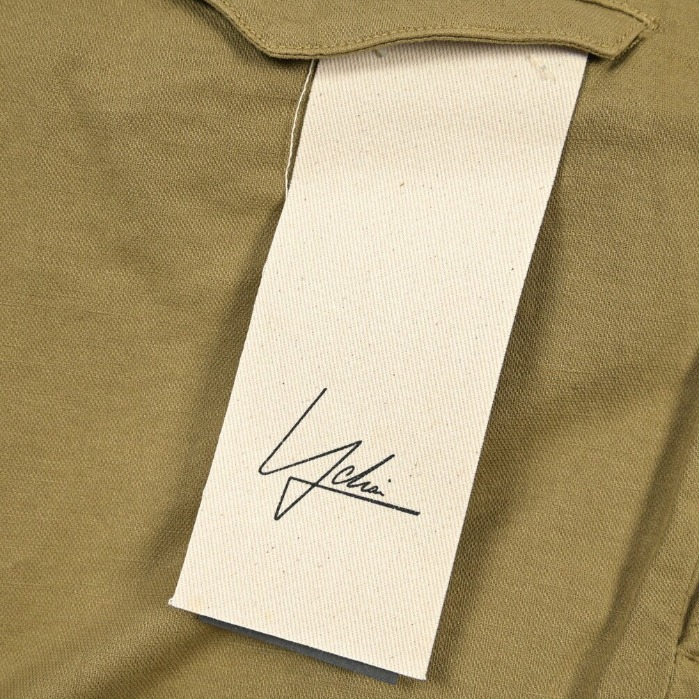 YCHAI “ROBUSTO” リネン混コットン ツータックストレッチパンツ / TAPERED FIT カーキグリーン(SENAPE) 30 | GUARDAROBA MILANO OFFICIAL STORE