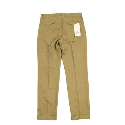 YCHAI “ROBUSTO” リネン混コットン ツータックストレッチパンツ / TAPERED FIT カーキグリーン(SENAPE) 30 | GUARDAROBA MILANO OFFICIAL STORE