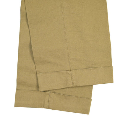 YCHAI “ROBUSTO” リネン混コットン ツータックストレッチパンツ / TAPERED FIT カーキグリーン(SENAPE) 30 | GUARDAROBA MILANO OFFICIAL STORE