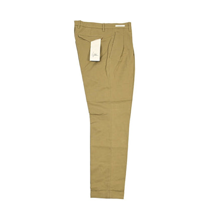 YCHAI “ROBUSTO” リネン混コットン ツータックストレッチパンツ / TAPERED FIT カーキグリーン(SENAPE) 30 | GUARDAROBA MILANO OFFICIAL STORE
