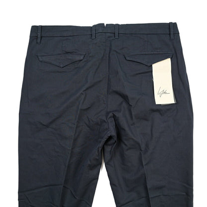 YCHAI “ROBUSTO” リネン混コットン ツータックストレッチパンツ / TAPERED FIT ネイビー(BLU) 30 | GUARDAROBA MILANO OFFICIAL STORE
