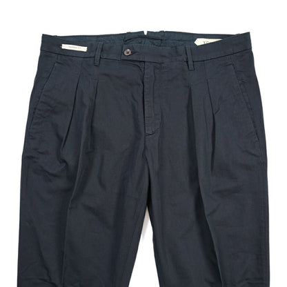 YCHAI “ROBUSTO” リネン混コットン ツータックストレッチパンツ / TAPERED FIT ネイビー(BLU) 30 | GUARDAROBA MILANO OFFICIAL STORE
