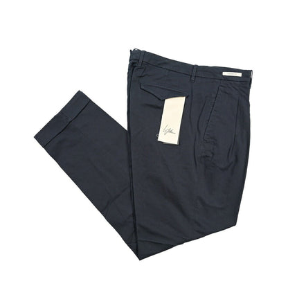 YCHAI “ROBUSTO” リネン混コットン ツータックストレッチパンツ / TAPERED FIT ネイビー(BLU) 30 | GUARDAROBA MILANO OFFICIAL STORE