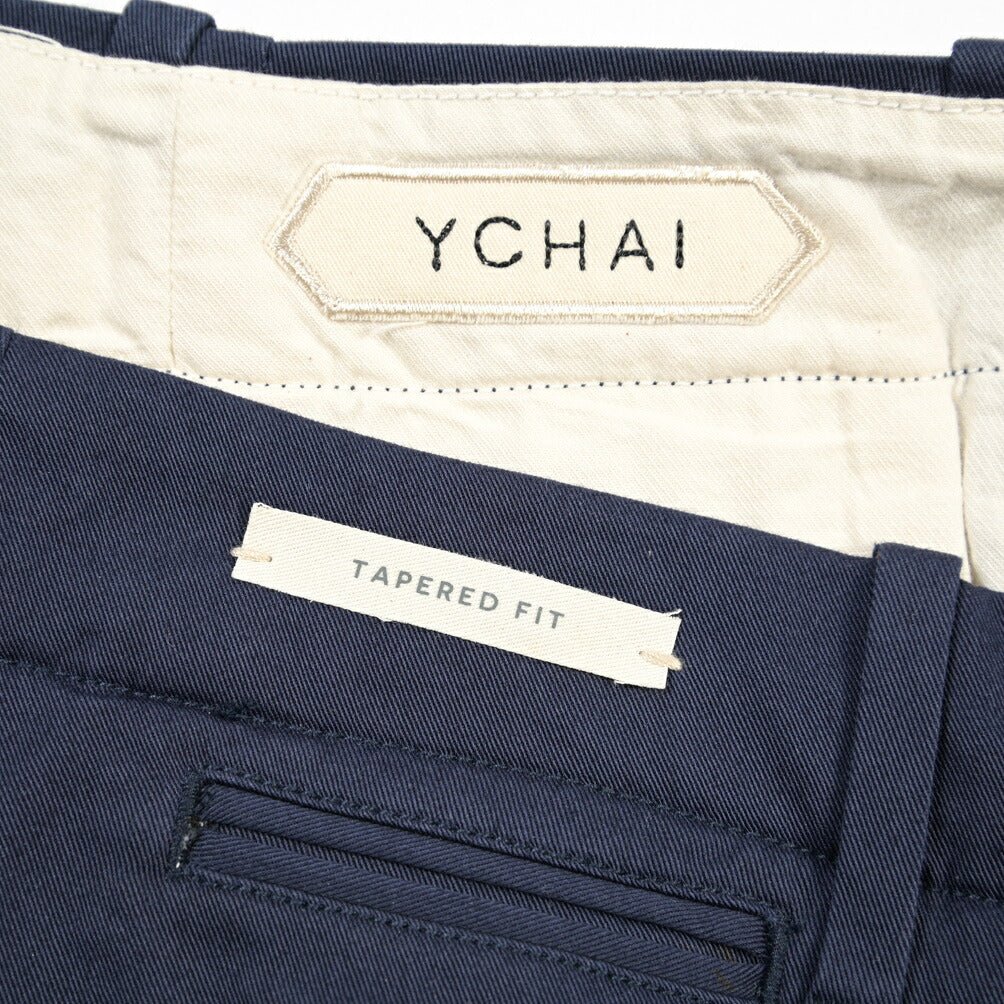 YCHAI “ROBUSTO” ストレッチコットン ノータックチノパンツ / TAPERED FIT ネイビー(BLU FRANCIA) 30 | GUARDAROBA MILANO OFFICIAL STORE