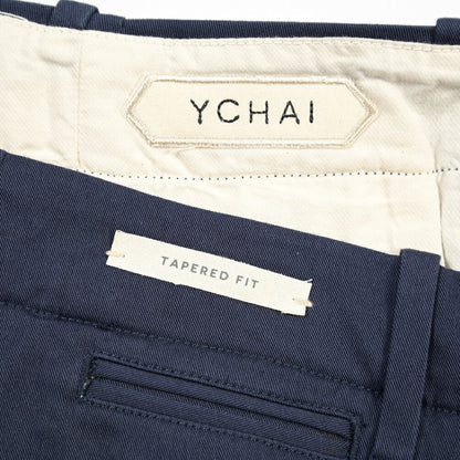 YCHAI “ROBUSTO” ストレッチコットン ノータックチノパンツ / TAPERED FIT ネイビー(BLU FRANCIA) 30 | GUARDAROBA MILANO OFFICIAL STORE