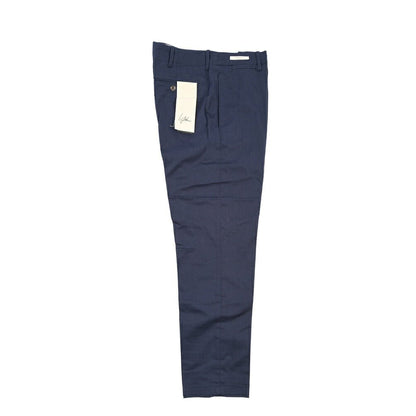 YCHAI “ROBUSTO” ストレッチコットン ノータックチノパンツ / TAPERED FIT ネイビー(BLU FRANCIA) 30 | GUARDAROBA MILANO OFFICIAL STORE