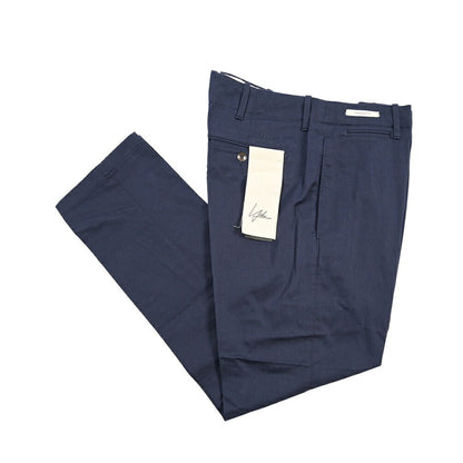 YCHAI “ROBUSTO” ストレッチコットン ノータックチノパンツ / TAPERED FIT ネイビー(BLU FRANCIA) 30 | GUARDAROBA MILANO OFFICIAL STORE