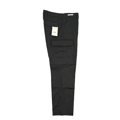 YCHAI “ROBUSTO” ストレッチコットン ノータックカーゴパンツ / TAPERED FIT ブラック(NERO) 30 | GUARDAROBA MILANO OFFICIAL STORE