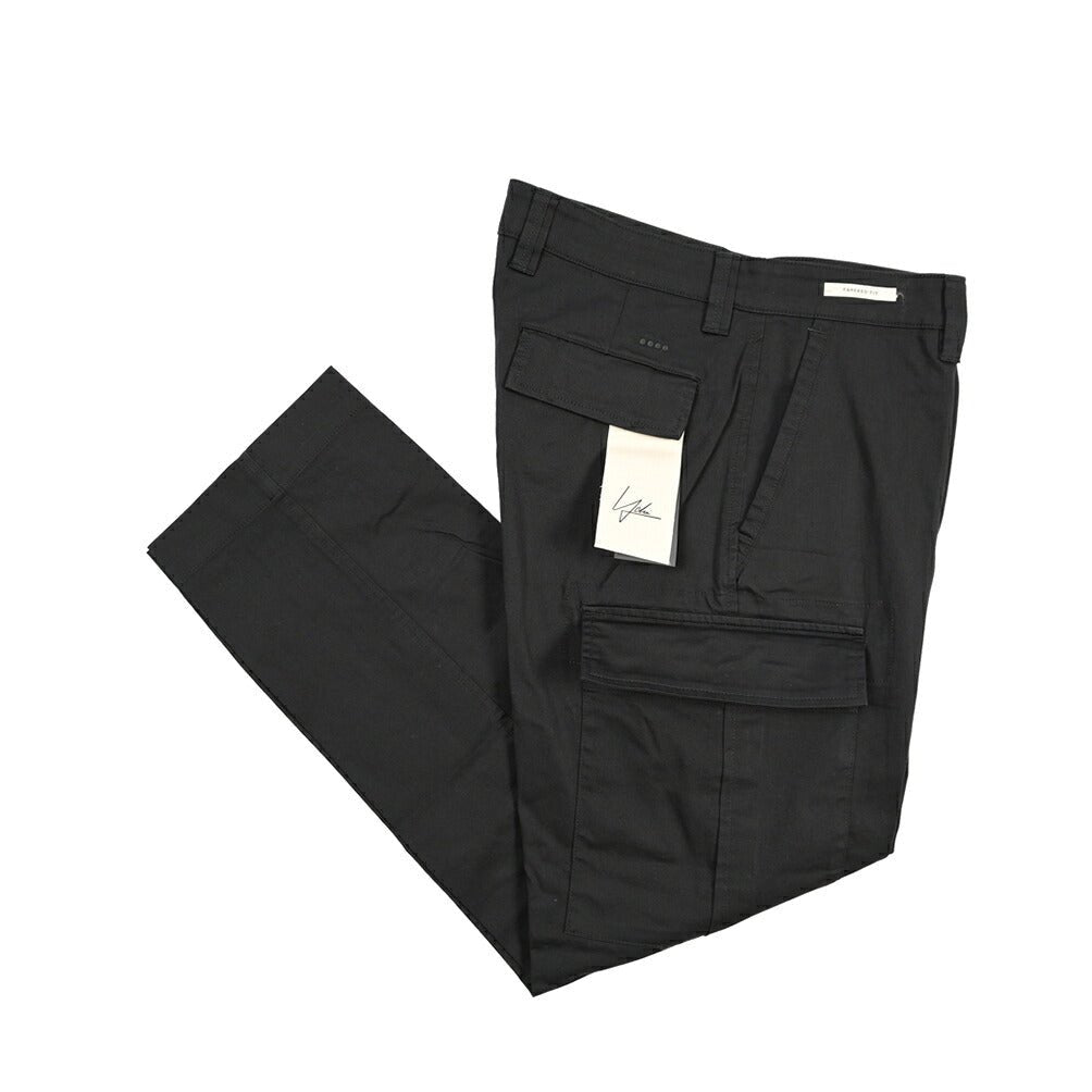 YCHAI “ROBUSTO” ストレッチコットン ノータックカーゴパンツ / TAPERED FIT ブラック(NERO) 30 | GUARDAROBA MILANO OFFICIAL STORE