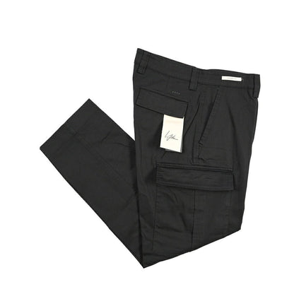 YCHAI “ROBUSTO” ストレッチコットン ノータックカーゴパンツ / TAPERED FIT ブラック(NERO) 30 | GUARDAROBA MILANO OFFICIAL STORE