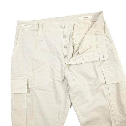 YCHAI “ROBUSTO” リネン混コットン ノータックカーゴパンツ / TAPERED FIT ライトグレー(STUCCO) 30 | GUARDAROBA MILANO OFFICIAL STORE