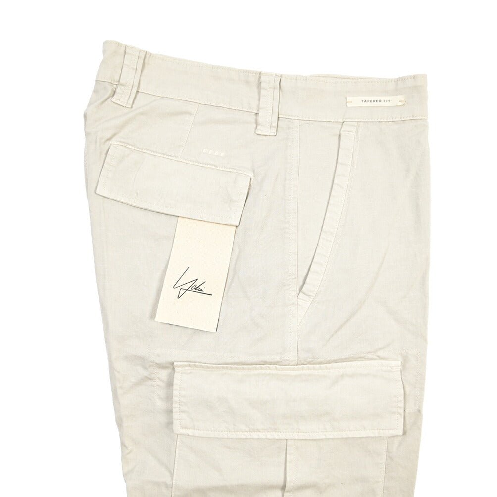 YCHAI “ROBUSTO” リネン混コットン ノータックカーゴパンツ / TAPERED FIT ライトグレー(STUCCO) 30 | GUARDAROBA MILANO OFFICIAL STORE